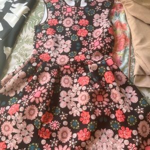 H&M floral jewel dress, pink blazer, floral navy blue pencil dress